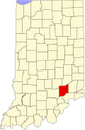 Map of Indiana highlighting Jennings County